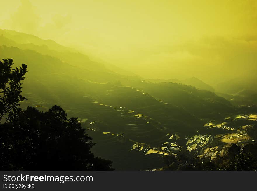 Sunrise in Banaue, Philippines, North of Manila