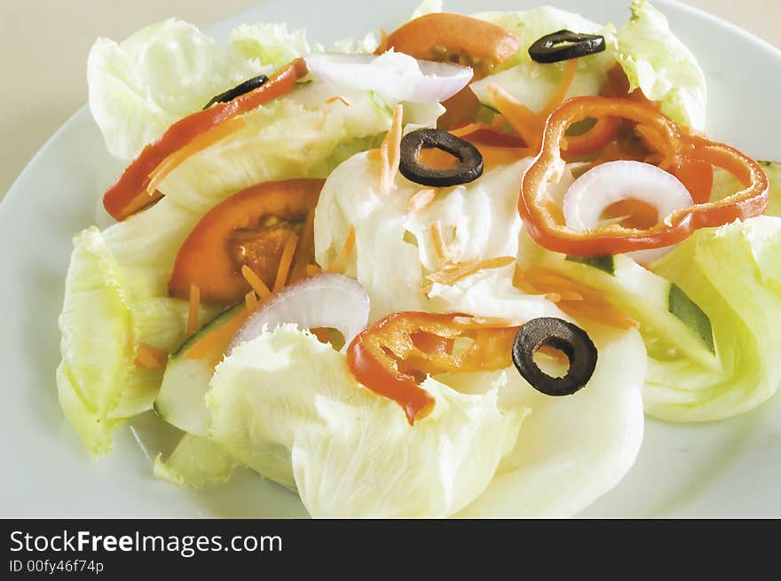 Fresh Vegetable Salad on white plate