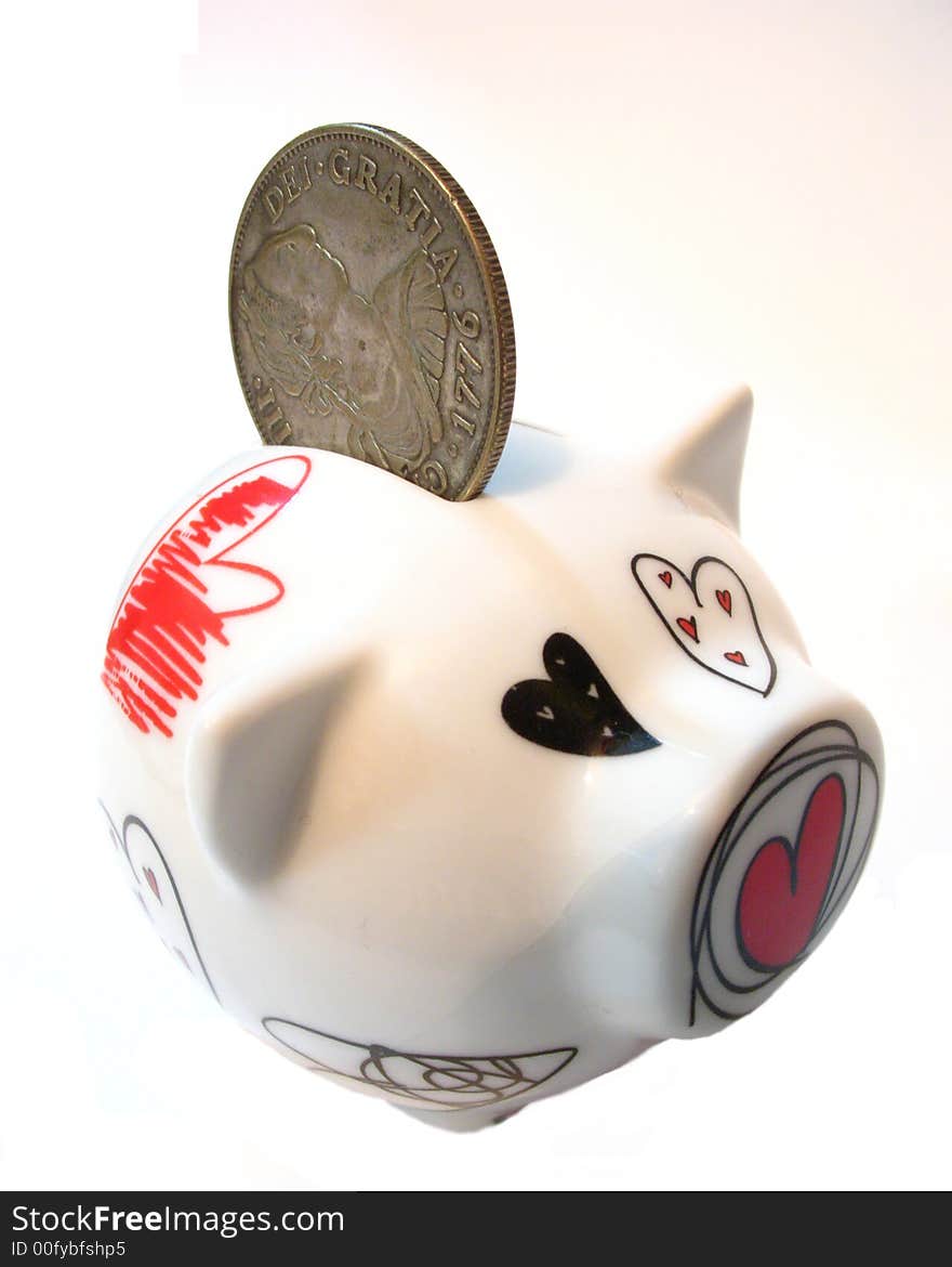 Money box pig, yuan, roubles. money of russia and china