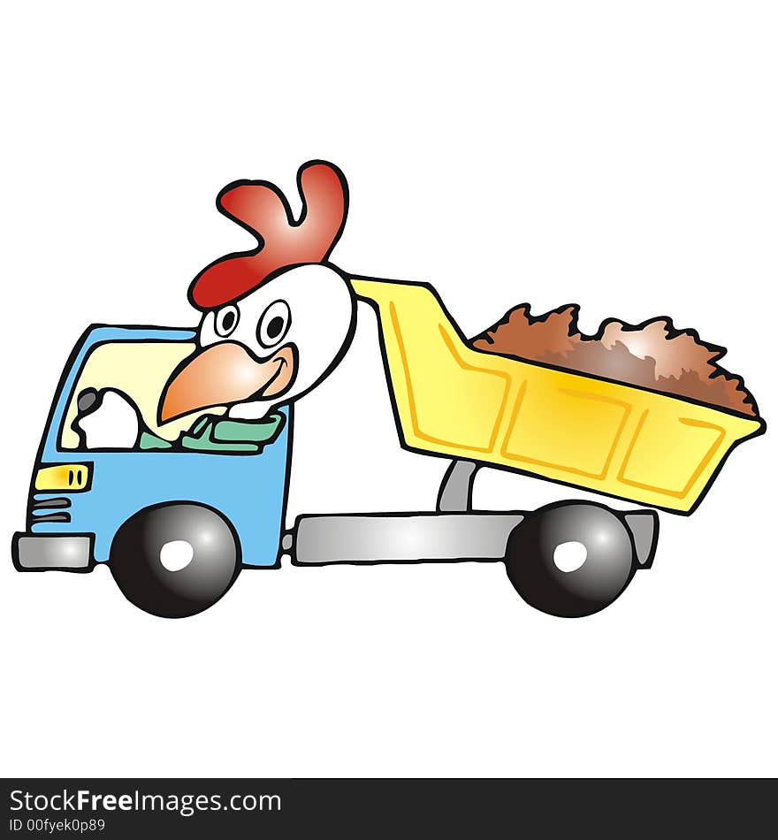 Rooster in a truck