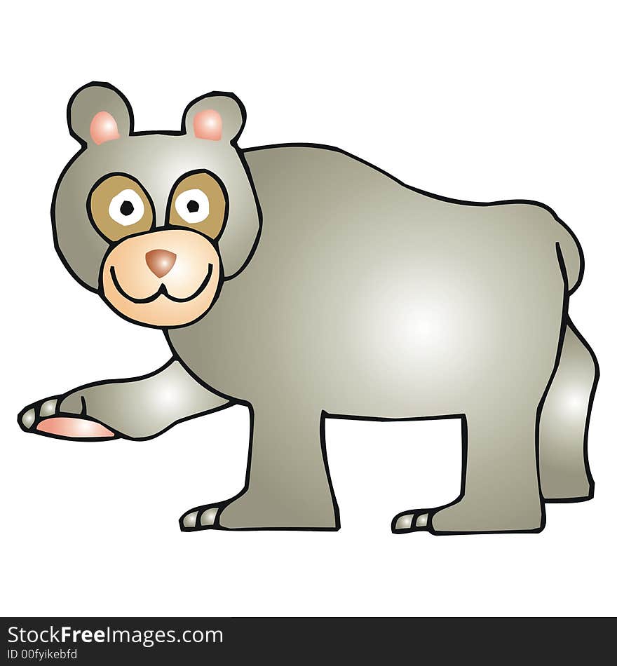 Cartoon illustration of a gray bear