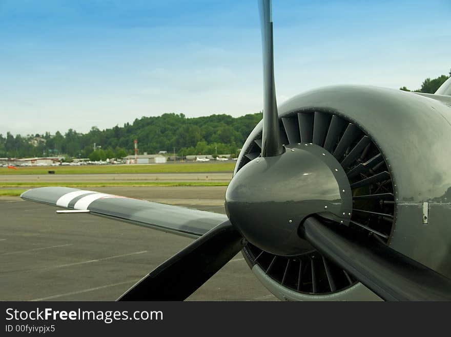 Close up of a prop on an old war bird. Close up of a prop on an old war bird