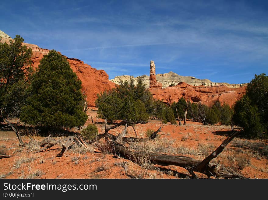 View of Kodachrome Basin with redrock blue sky and clouds