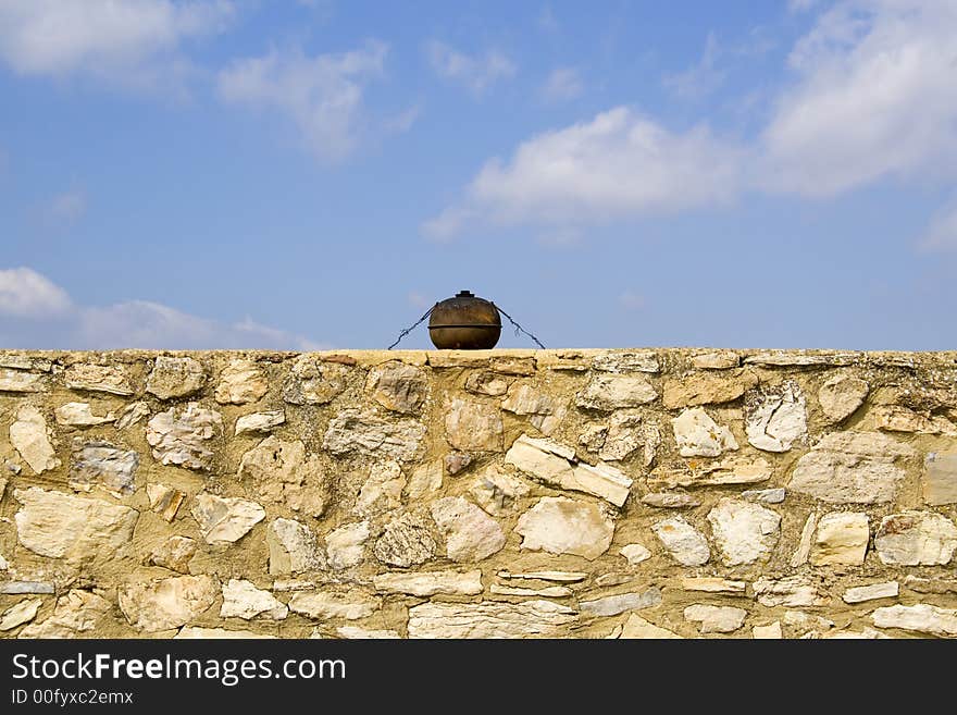 An ancient lantern on the castle wall.