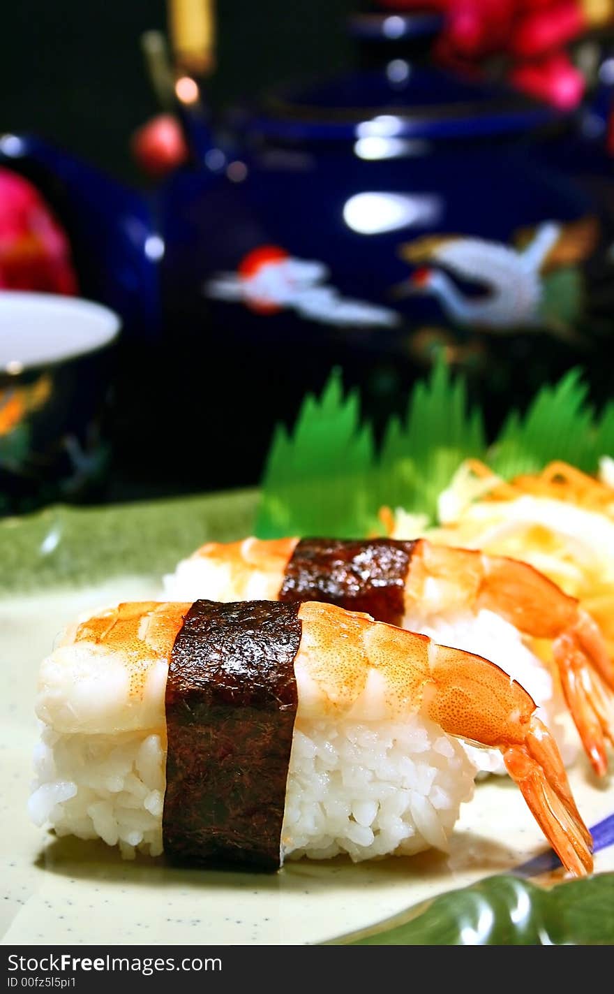 Delicious shrimp sushi, japanese cuisine