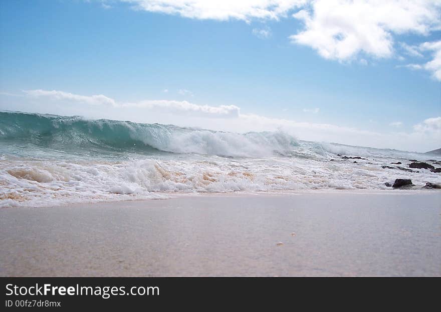 Beach Break at Sandy Beach Right Shore Break. Beach Break at Sandy Beach Right Shore Break