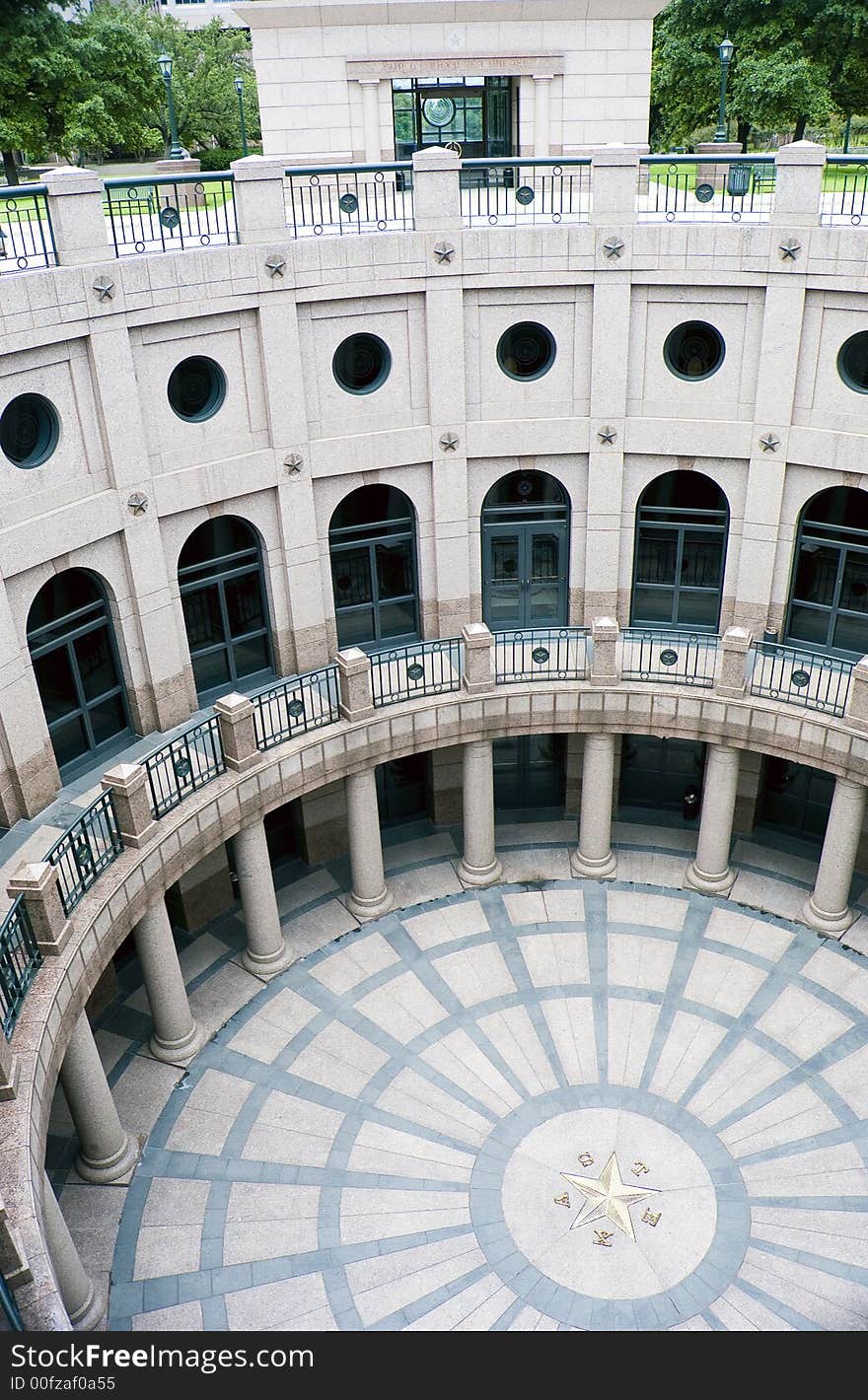 The grand circular entrance to the underground portion of a large municipal complex. The grand circular entrance to the underground portion of a large municipal complex.