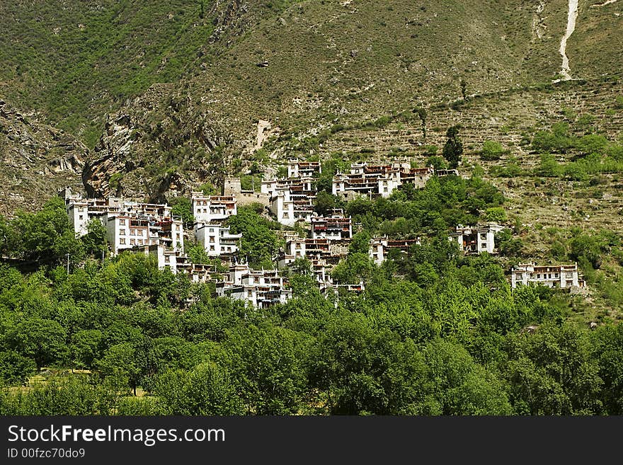 River along a mountain village