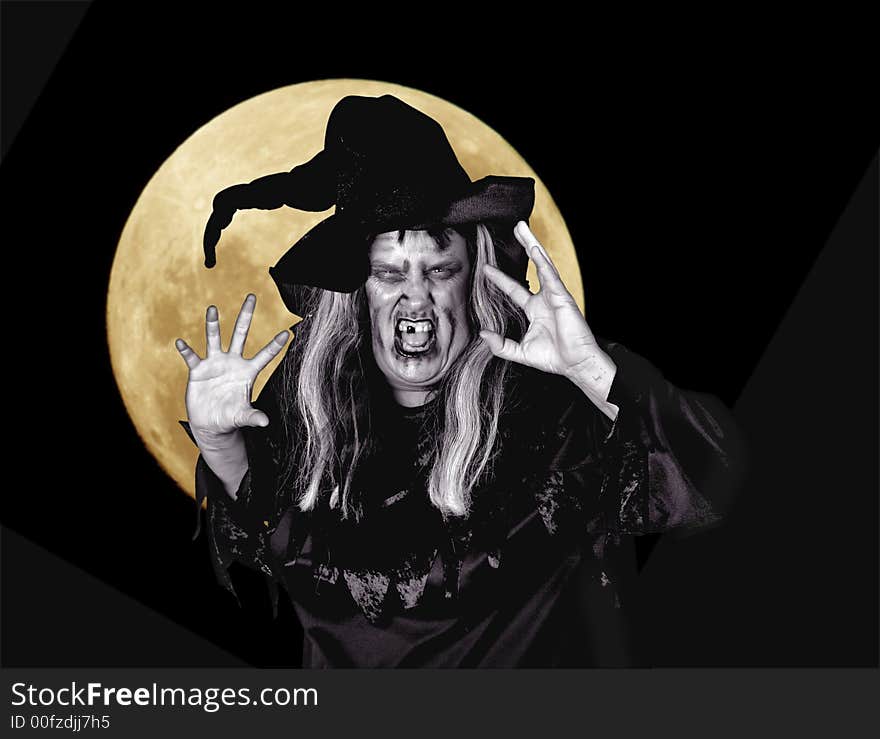 Scary Woman Witch Making Mean Expression