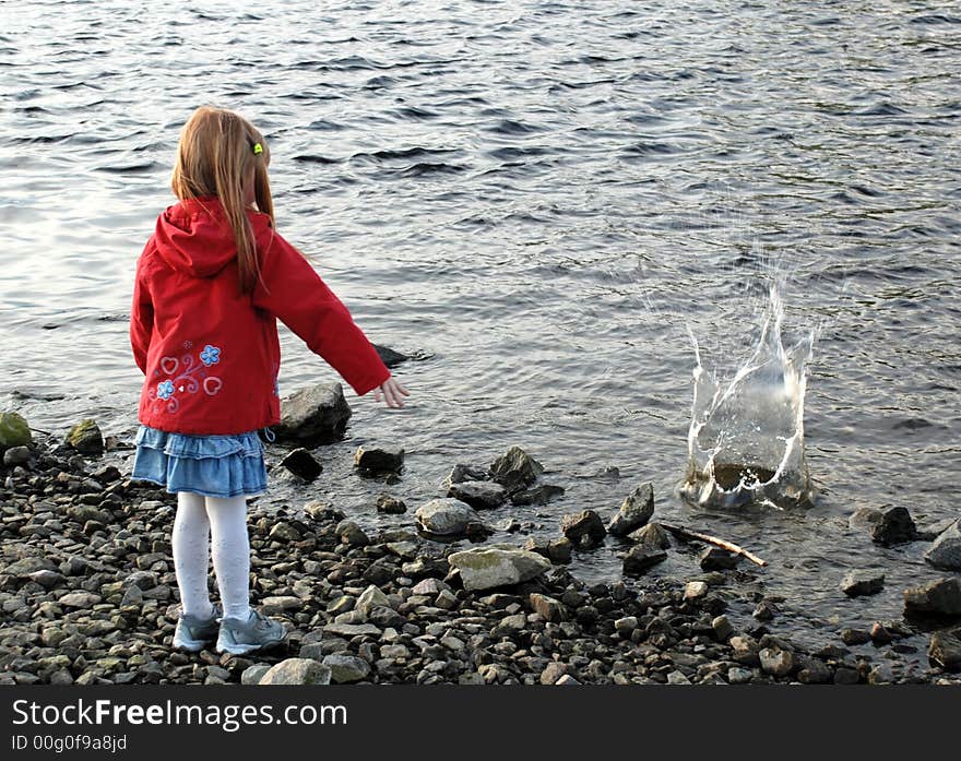 Girl make drops of water