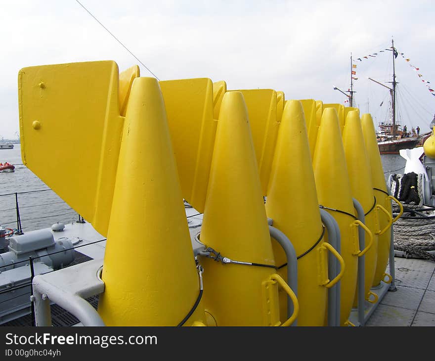 Yellow row onboard the navy ship