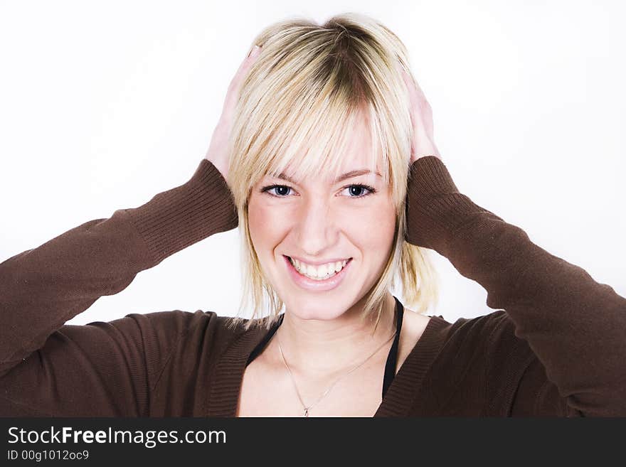 Beautiful angry young woman portrait