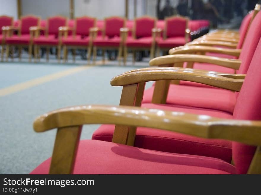 Red seats in professional auditorium