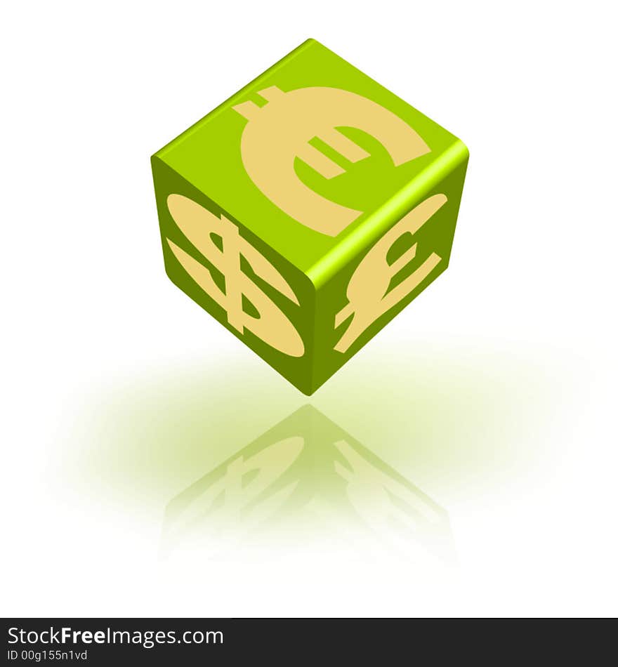 Concept of money dices and money symbol