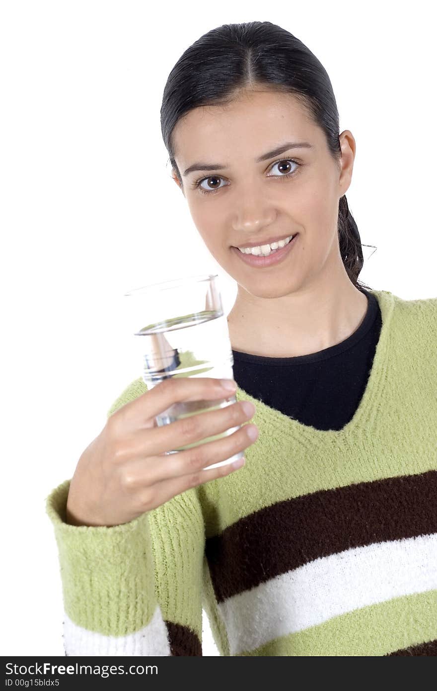 Girl holding glass of water. Girl holding glass of water