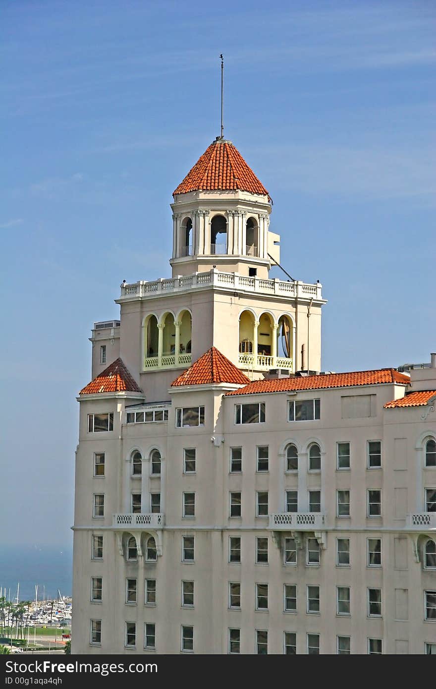 A coastal office building in Old spanish architecture. A coastal office building in Old spanish architecture