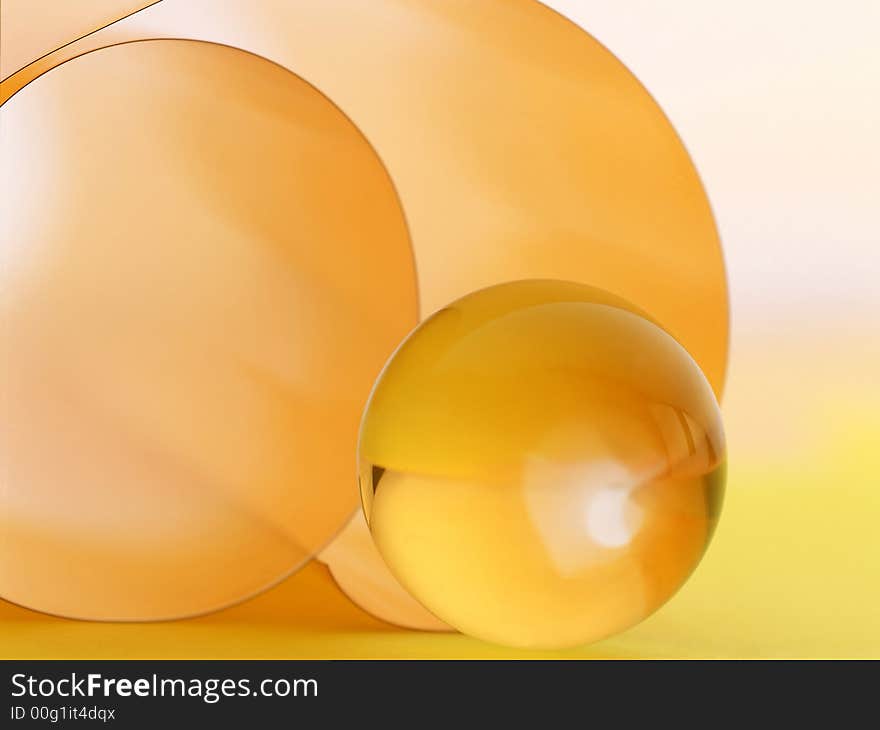 Crystal sphere on an orange background. Crystal sphere on an orange background