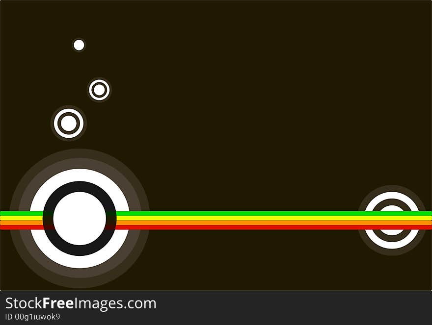 Vector illustration, brown background and rainbow