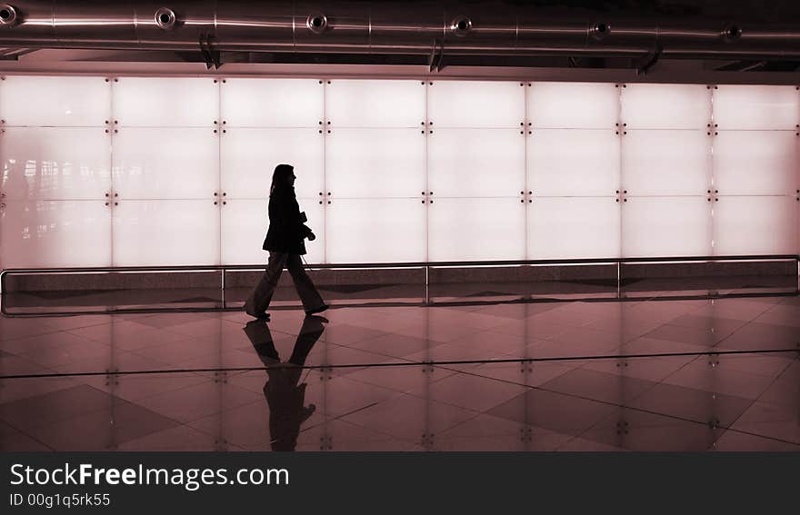 Woman walking in the airport