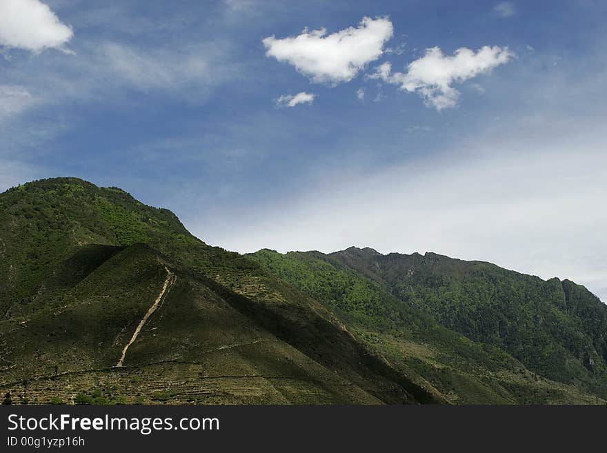 River along a mountain village