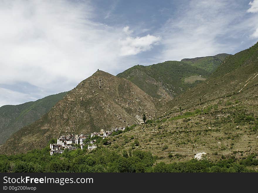 River along a mountain village