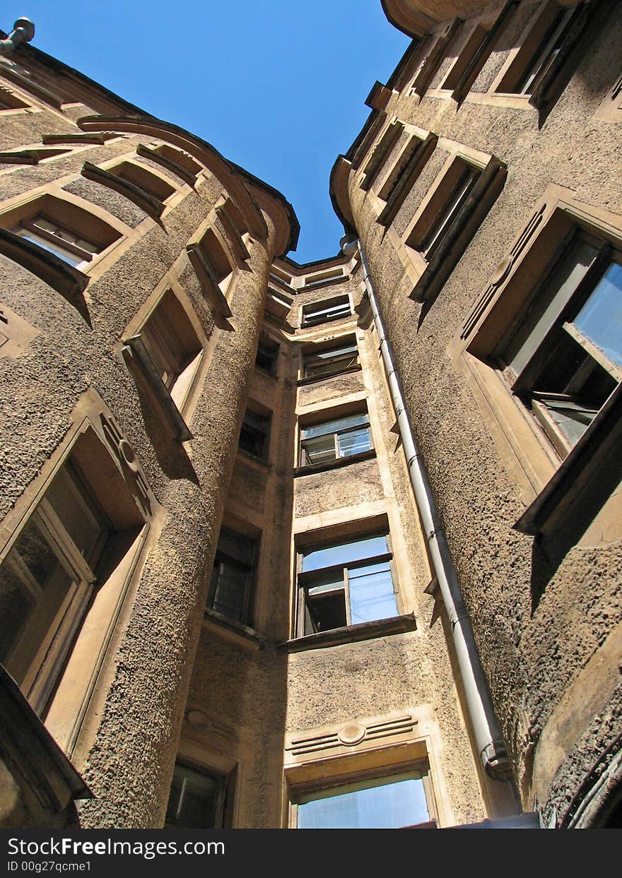 A common courtyard (draw-well court) in Saint-Petersburg. A common courtyard (draw-well court) in Saint-Petersburg