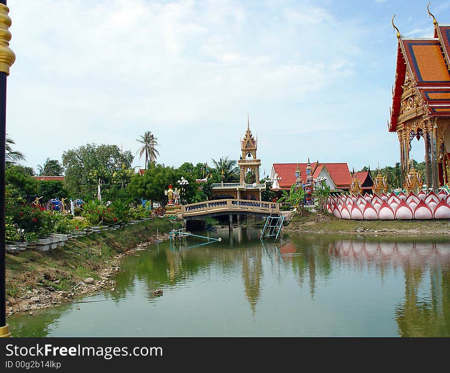 Temple in lake samui island thailand