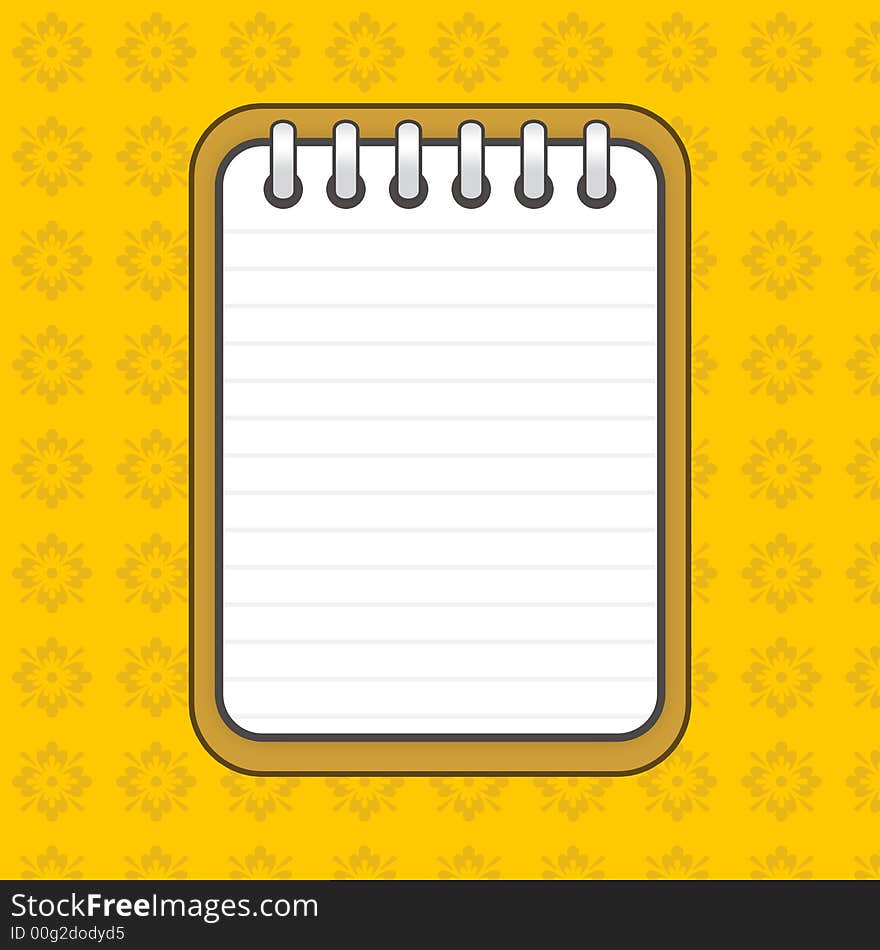 A blank notepad illustration with yellow background