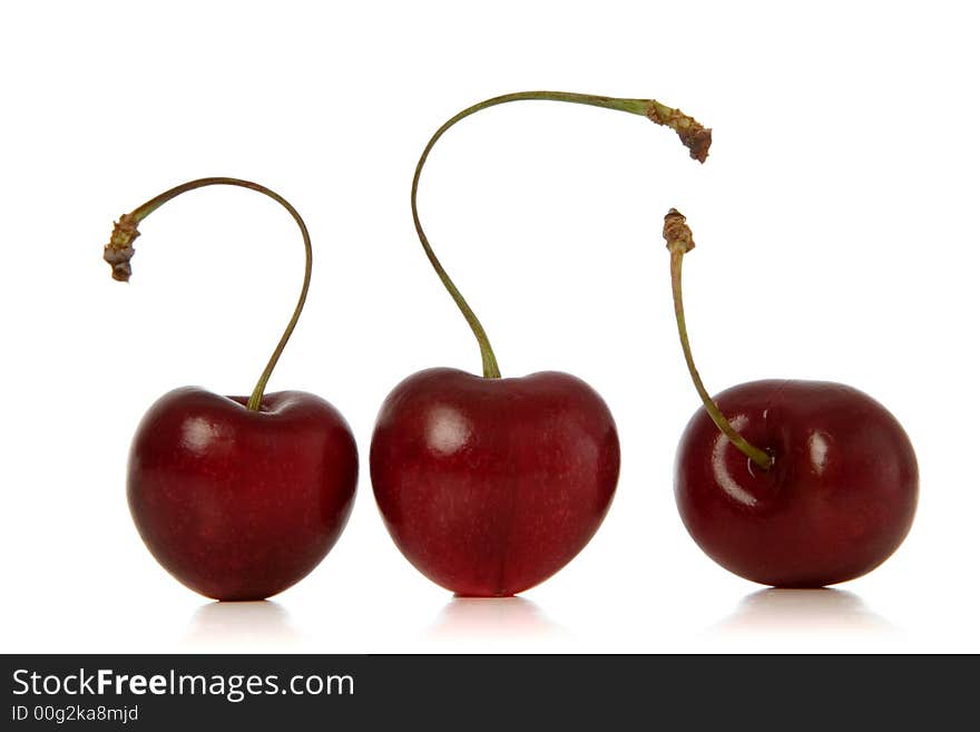 Cherries isolated over white background. Cherries isolated over white background