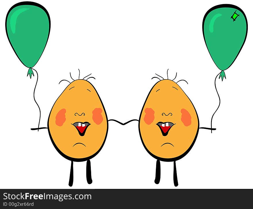 Twins with balloons