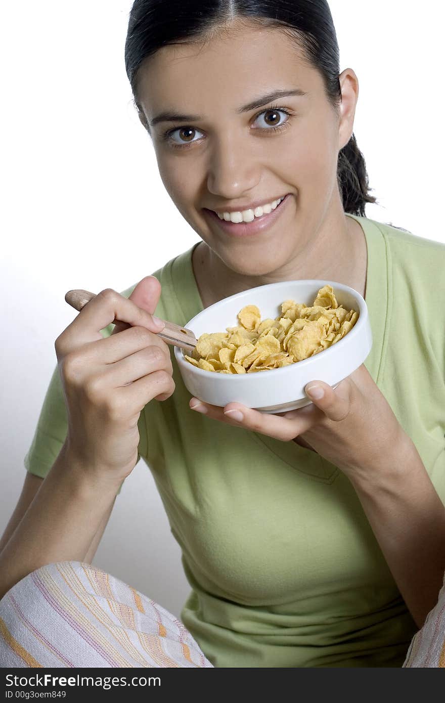 Girl eating cornflakes