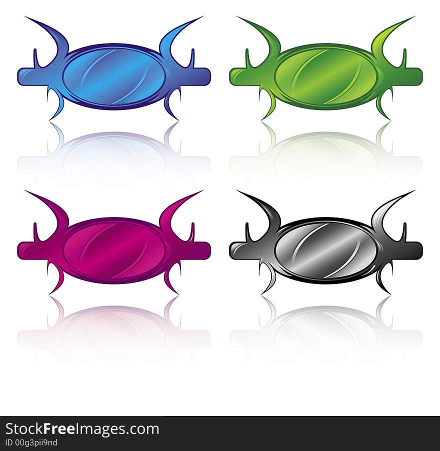 Four shiny and glossy colour abstract objects. Four shiny and glossy colour abstract objects