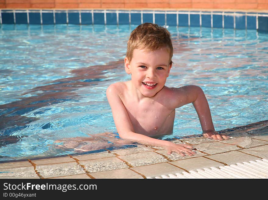 Child boy stand at pool. Child boy stand at pool