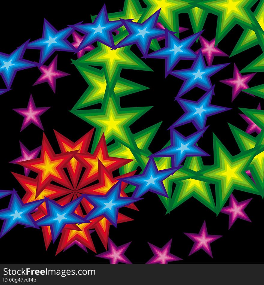 Vector illustration with stars on a black background. Vector illustration with stars on a black background