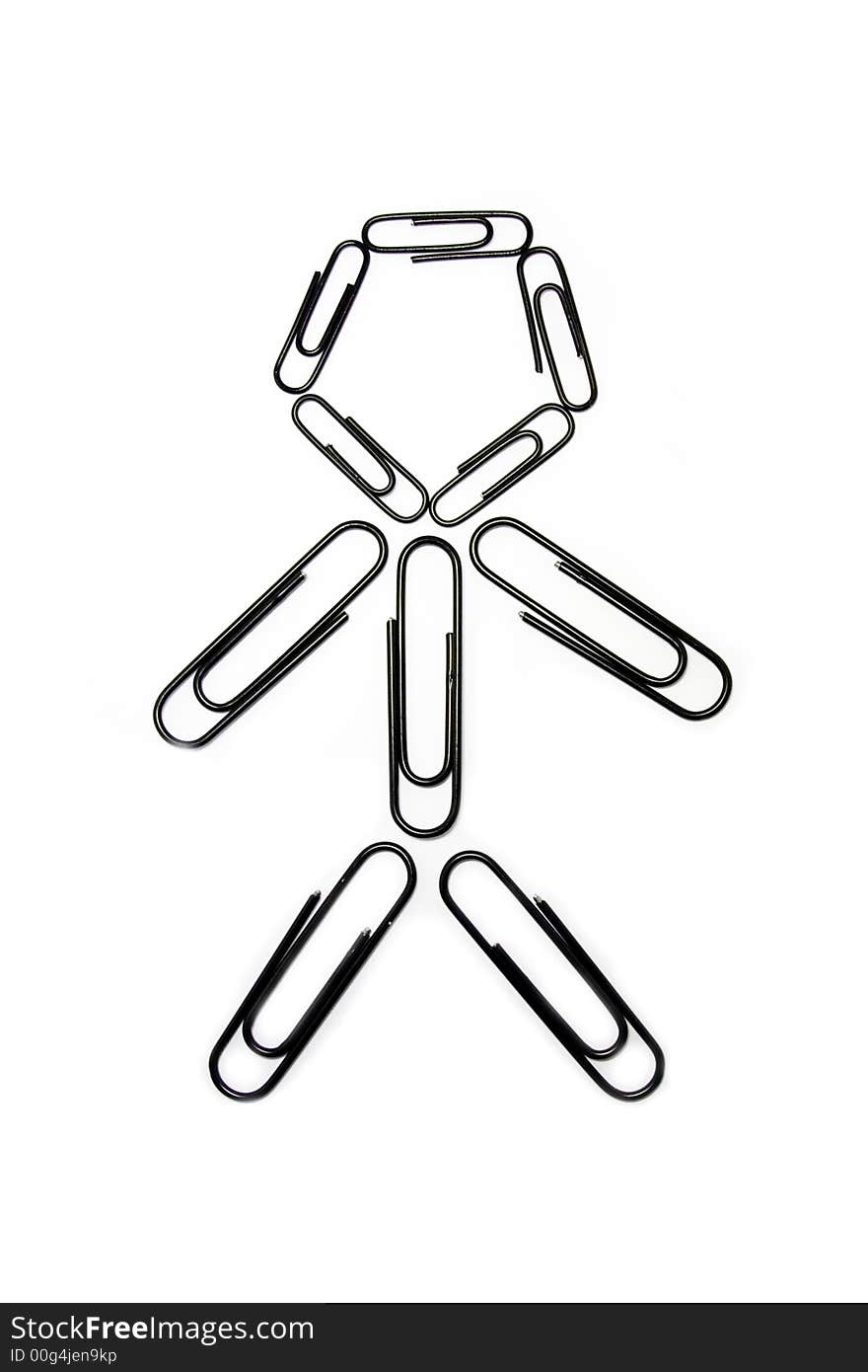 Figure from paperclips on a white background, isolated. Figure from paperclips on a white background, isolated