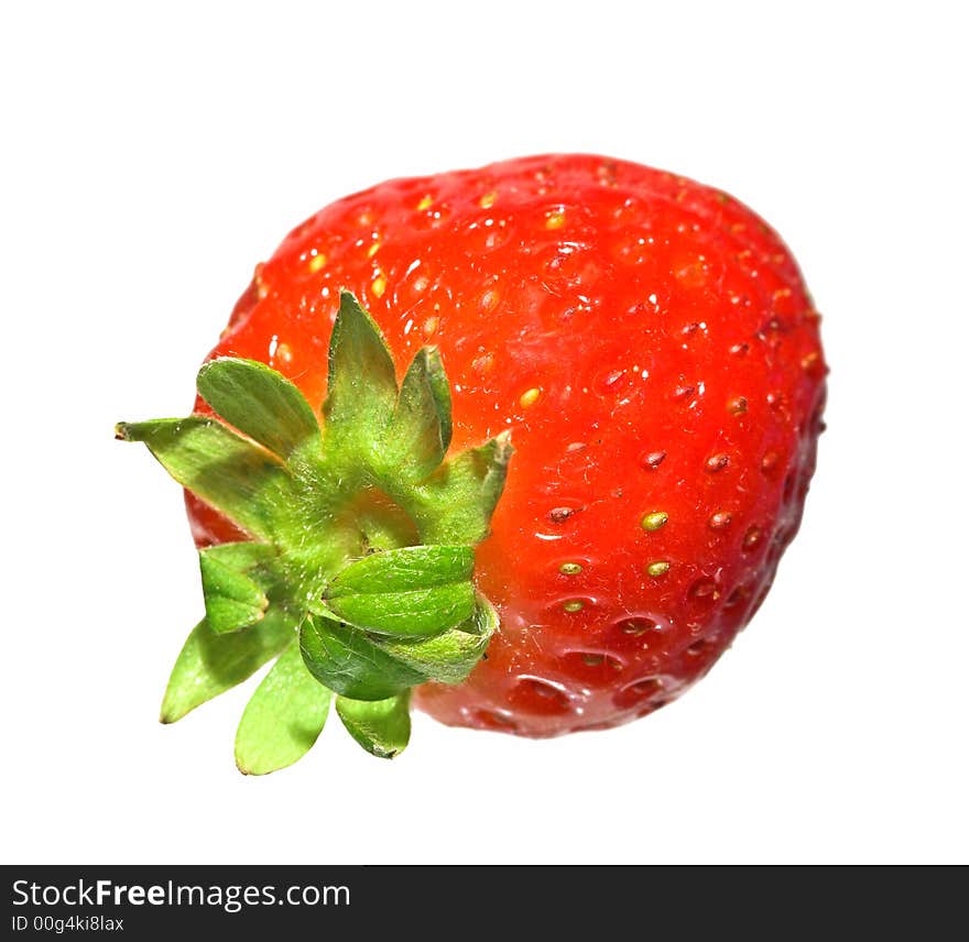 A close up photo of a fine, red strawberry