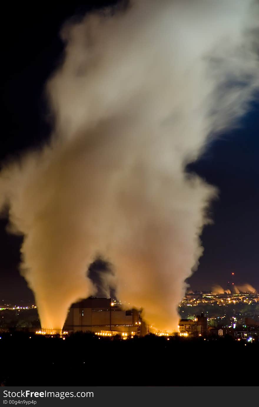 Steam clouds from a distance