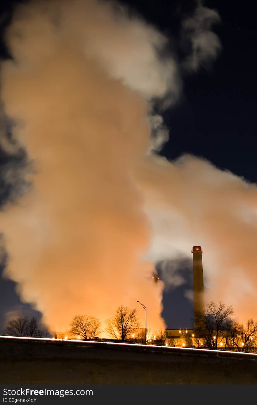 Steam clouds and one stack