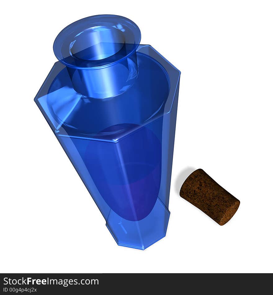 An opened blue perfume bottle with cork.
Isolated on a white background. An opened blue perfume bottle with cork.
Isolated on a white background.