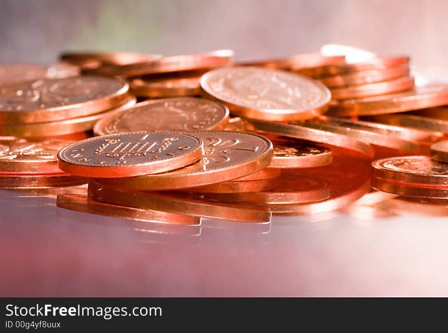 Close up of coins