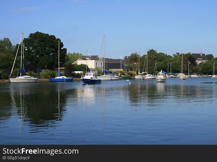 Near the river port in summer