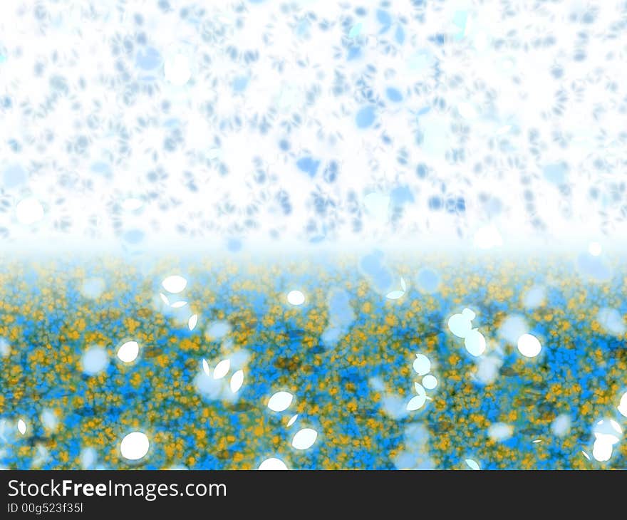 Background with blue petals falling down. Illustration.