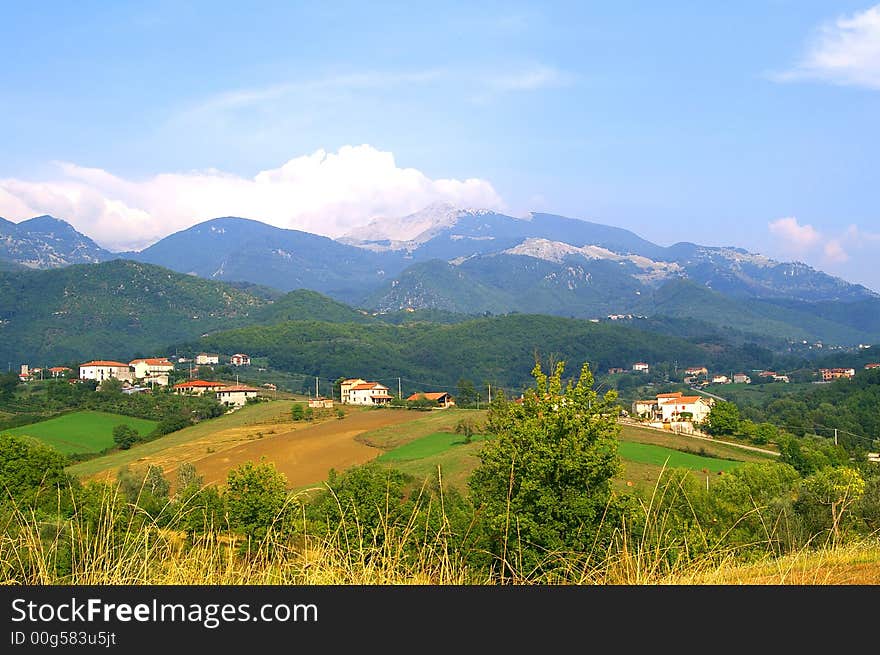 Village under the high mountains. Village under the high mountains