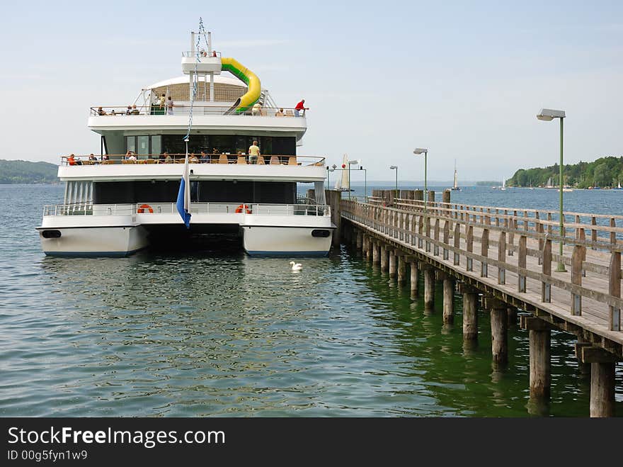 Recreational boat at lake Starnberg, Germany