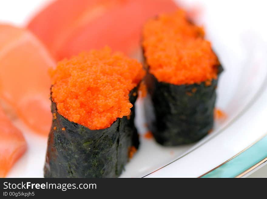 Smelt Roe wrapped in seaweed