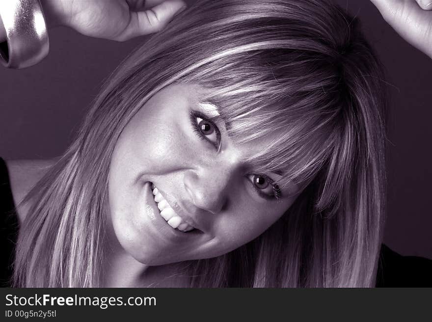 Portrait of beautiful young woman in closeup