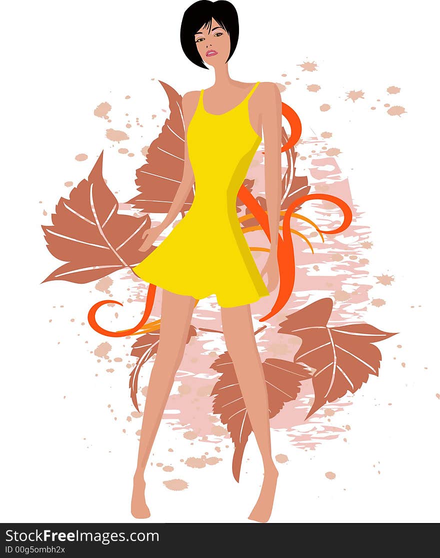 woman and floral background - vector - vector. woman and floral background - vector - vector