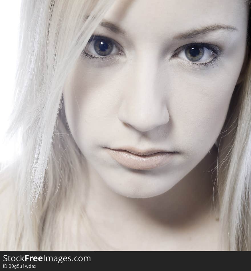 A beauty portrait taken from a beauty woman model in the studio. A beauty portrait taken from a beauty woman model in the studio