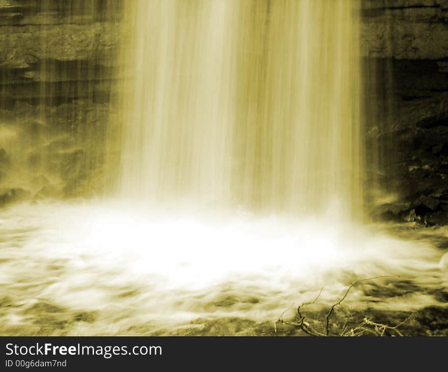 Yellow desaturated waterfall