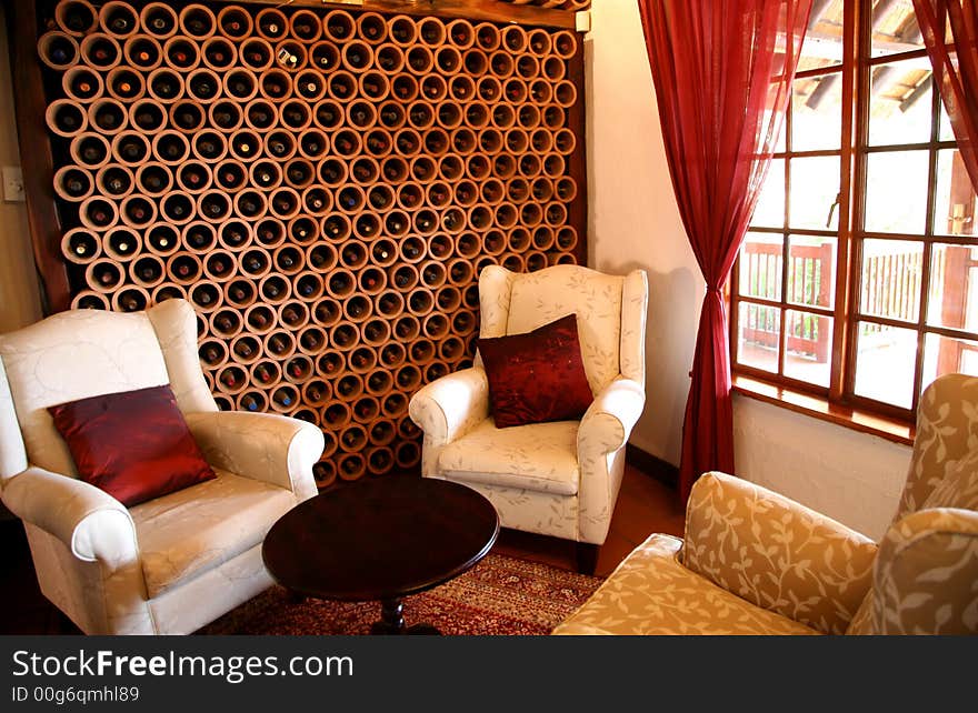 A reading corner at a guest house.